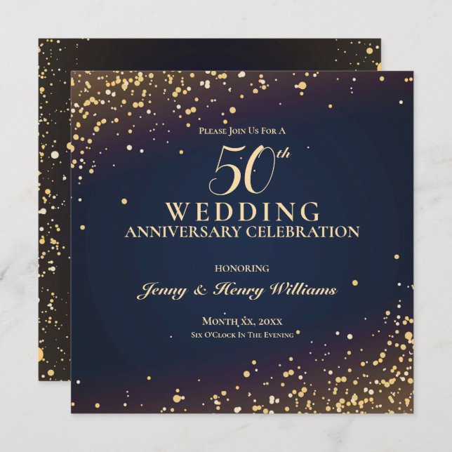 Confetti 50th Wedding Anniversary Party Invitation (Front/Back)