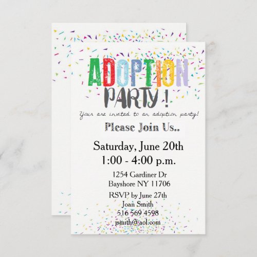Confetti Adoption Party Invites by ozias
