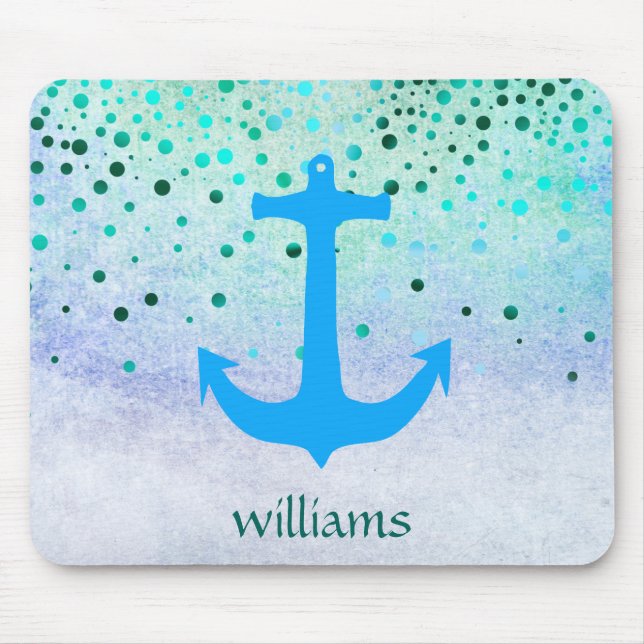 Confetti Anchor Sea Blue Beach Navy Girly Dots Mouse Pad (Front)