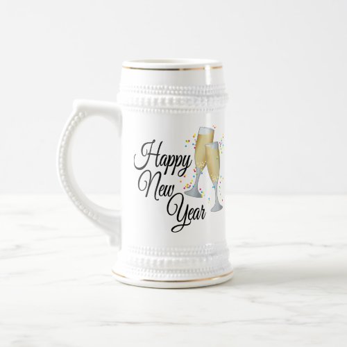 Confetti and Champagne Happy New Year Beer Stein