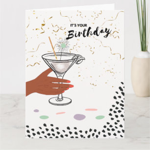 Confetti and Cocktails Birthday Greeting Card