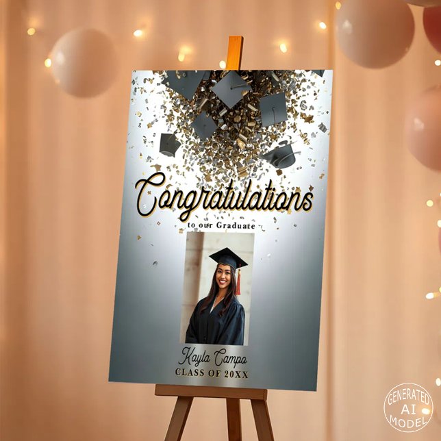 Confetti and Graduation Caps Photo Celebration Foam Board (Creator Uploaded)