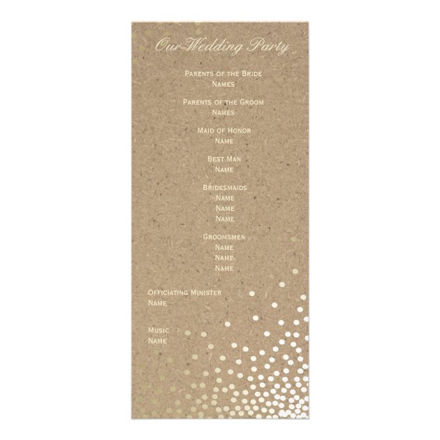 Confetti And Kraft Paper Wedding Program