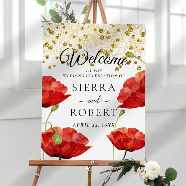 Confetti and Poppy Elegant Wedding Welcome Sign (Creator Uploaded)