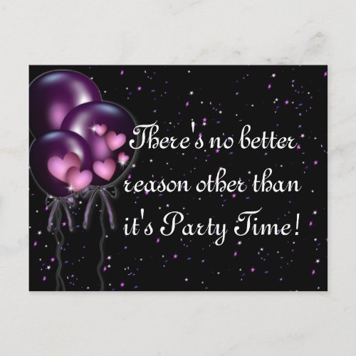 Confetti and Purple Balloons Party Invitation