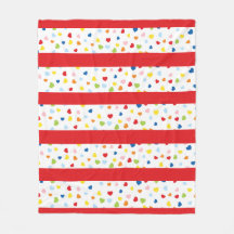 Confetti and Red Stripe Fleece Blanket