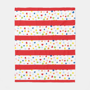 Confetti and Red Stripe Fleece Blanket