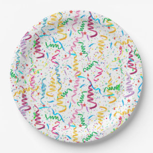 Confetti and Streamers Celebration Birthday Party Paper Plates