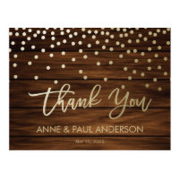 Confetti and wood Thank You Card