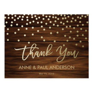 Confetti and wood Thank You Card