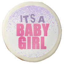 Confetti Baby Shower Girl Pink Purple Favor Cookie