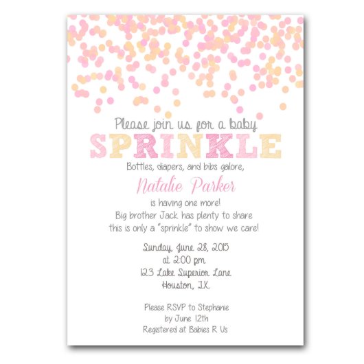 Confetti Baby Sprinkle Invitation (Front)