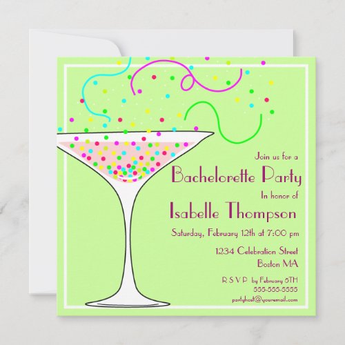 Confetti Bachelorette Party Invitation