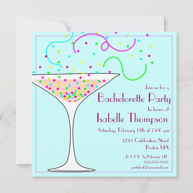 Confetti Bachelorette Party Invitation (Front)
