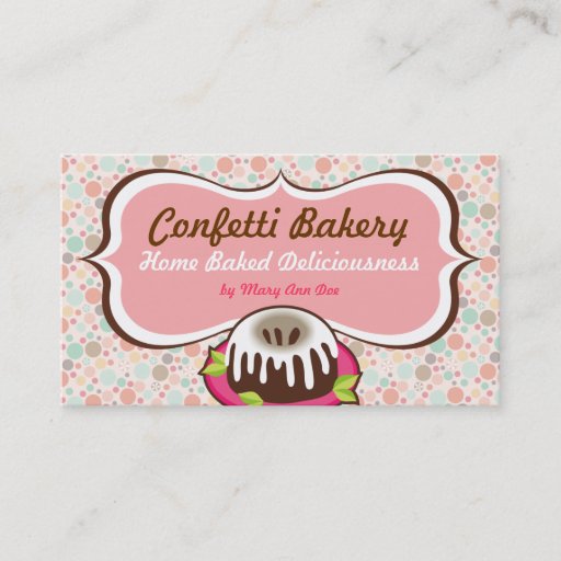 Customizable Confetti Bakery Business Cards