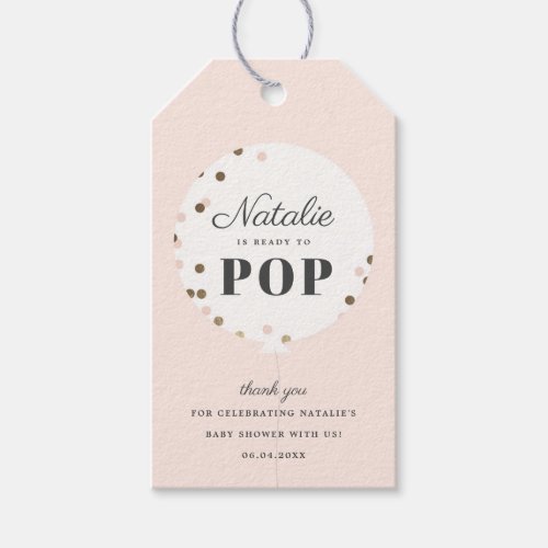 Confetti balloon ready to pop baby shower gift tags