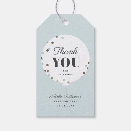 Confetti balloon thank you baby shower gift tags