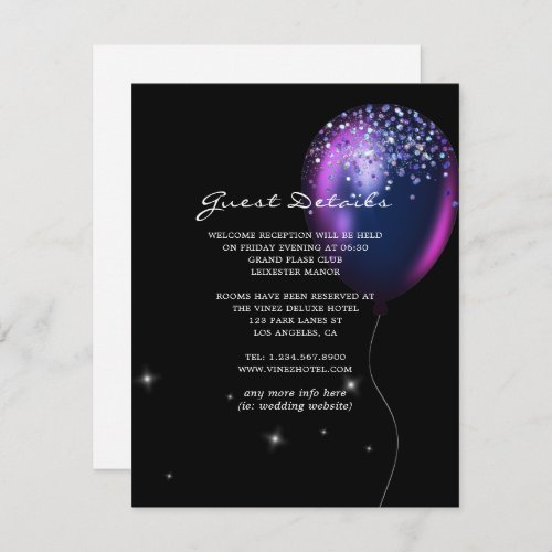 Confetti Balloon Wedding Guest Details Enclosure Card