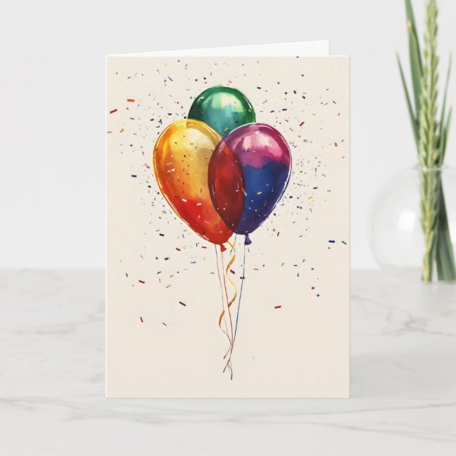 Confetti Balloons Colors Holiday Card (Front)