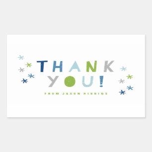 Confetti Bash Kids party thank you sticker