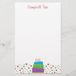 Confetti Birthday Cake Personalized Stationery