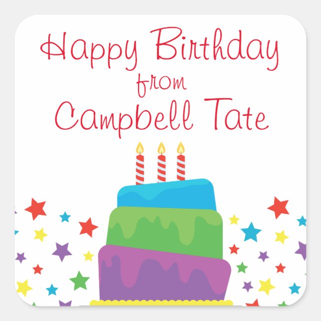 Confetti Birthday Cake Personalized Stickers (Front)