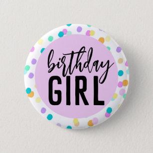 Confetti Birthday Girl Button