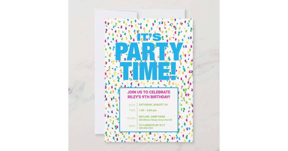 Confetti Birthday Party Invitation, Fun & Colorful Invitation | Zazzle