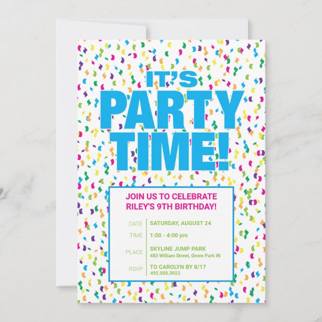 Confetti Birthday Party Invitation, Fun & Colorful Invitation (Front)