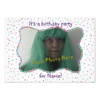 Confetti Birthday Party Invitations, Add Photo Invitation