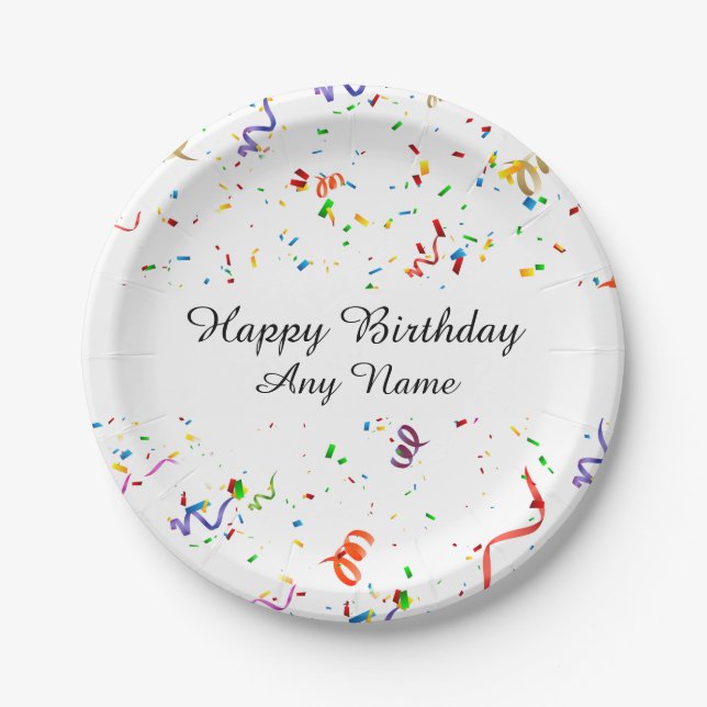 Confetti Birthday Party Paper Plates (Front)