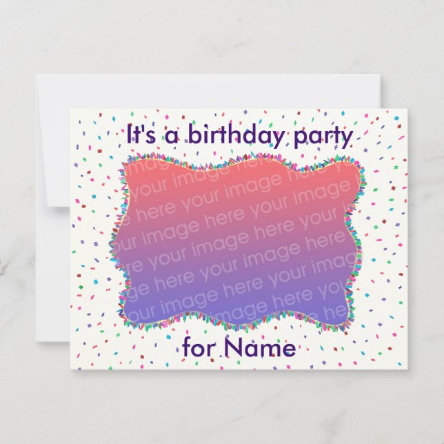 Confetti Birthday Party Photo Invitations (Front)