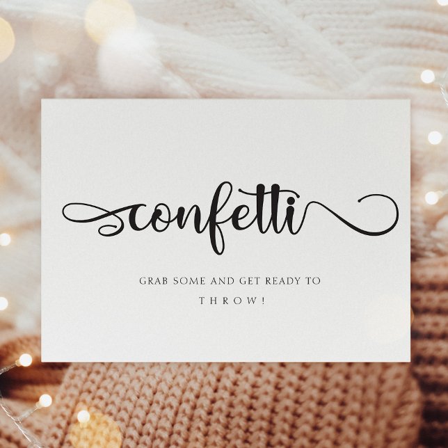 "Confetti" Black White Calligraphy Wedding Sign (Creator Uploaded)