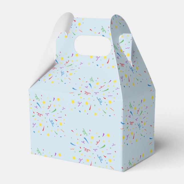 Confetti Blue 1st Birthday Favor Boxes (Front Side)