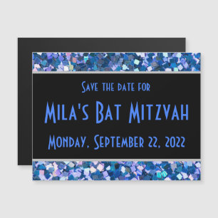 Confetti Blue Save The Date Magnet