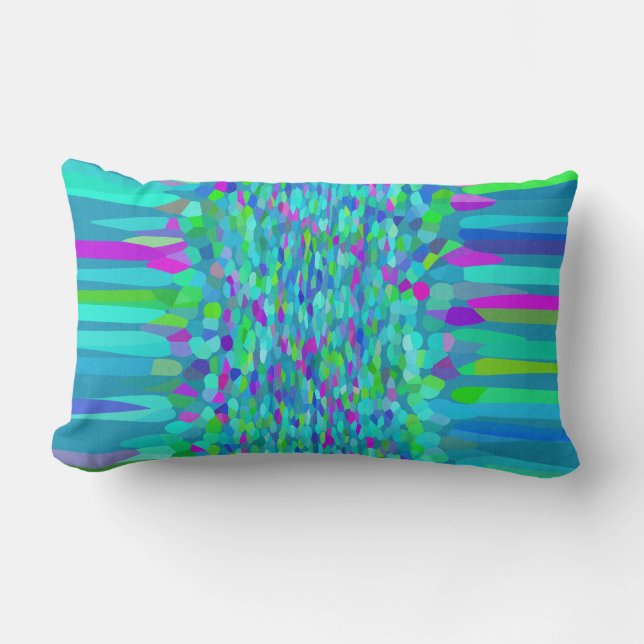 Confetti Blues Fringe Lumbar Pillow (Front)
