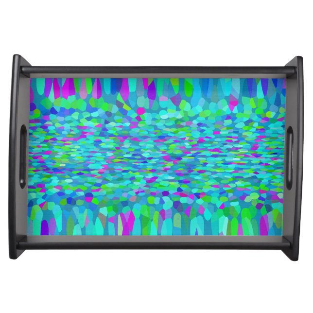 Confetti Blues Fringe Serving Tray (Front)