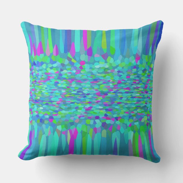 Confetti Blues Fringe Throw Pillow (Front)