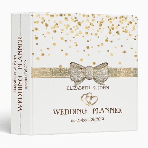 ConfettiBowHearts  Personalized Bridal Planner 3 Ring Binder