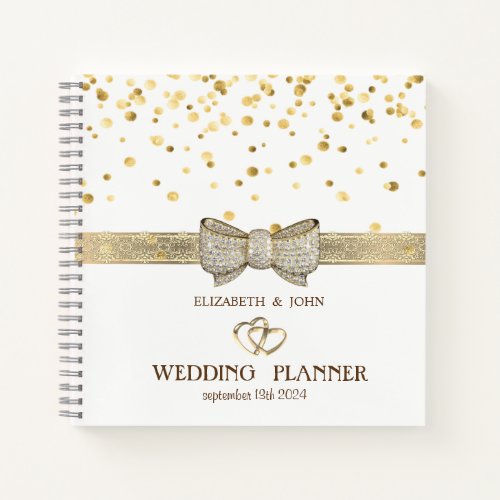 ConfettiBowHearts  Personalized Bridal Planner Notebook
