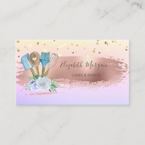  Confetti Brush Stroke Bakery Hand Tools Flowers Business Card