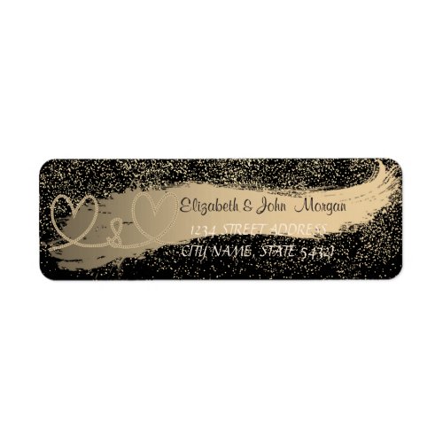 Confetti Brush StrokeBlackHearts Address Label