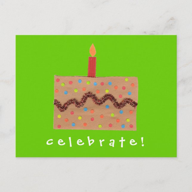 Confetti cake birthday invitation postcard (Front)