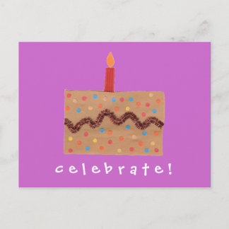Confetti cake birthday invitation postcard