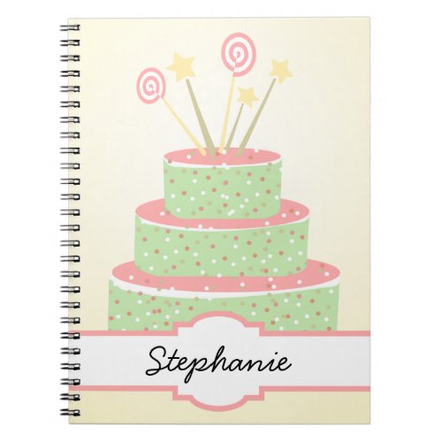 Confetti Cake  Green Birthday Cake Notebook