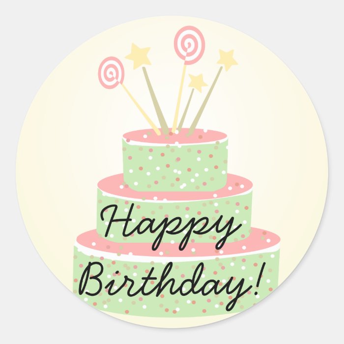 Confetti Cake • Green Birthday Cake Stickers