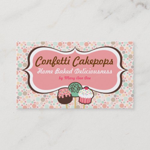 Confetti Cake Pops Business Cards