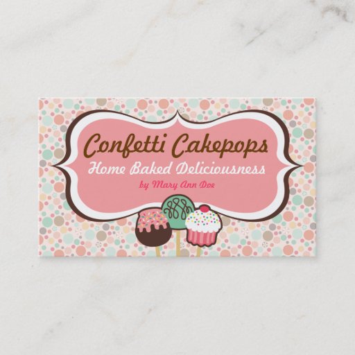 Customizable Confetti Cake Pops Business Cards