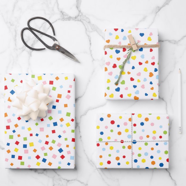 Confetti Celebration  Wrapping Paper Sheets (Front)