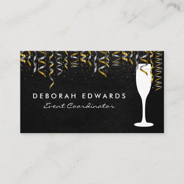 Confetti | Champagne Glass Business Card (Front)